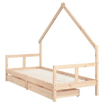 Kids Bed Frame with Drawers - Solid Pine 80x200 cm | HipoMarket