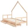 Kids Bed Frame with Drawers - Solid Pine 80x200 cm | HipoMarket