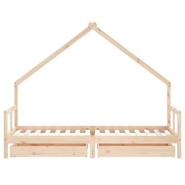 Kids Bed Frame with Drawers - Solid Pine 80x200 cm | HipoMarket