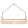 Kids Bed Frame with Drawers - Solid Pine 80x200 cm | HipoMarket