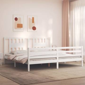 White Super King Size Bed Frame with Headboard | Solid Wood