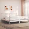 Bed Frame with Headboard White Super King Size Solid Wood Colour white Size 180 x 200 cm 