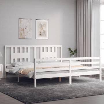 White Super King Size Bed Frame with Headboard | Solid Wood