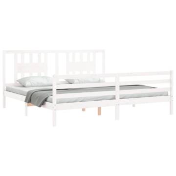 White Super King Size Bed Frame with Headboard | Solid Wood