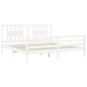 White Super King Size Bed Frame with Headboard | Solid Wood