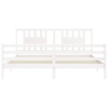 White Super King Size Bed Frame with Headboard | Solid Wood