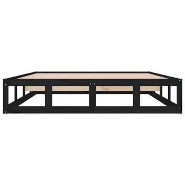 Stylish Black Bed Frame 140x200 cm - Solid Pine Wood