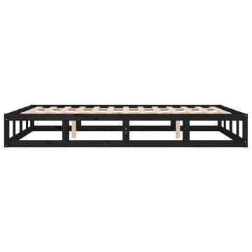 Stylish Black Bed Frame 140x200 cm - Solid Pine Wood