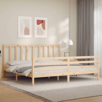 Solid Wood Super King Size Bed Frame with Headboard