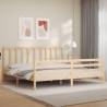 Bed Frame with Headboard Super King Size Solid Wood Colour natural Size 180 x 200 cm 