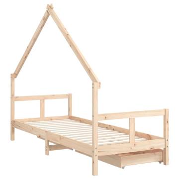 Kids Bed Frame with Drawers - Solid Pine 80x200 cm | HipoMarket