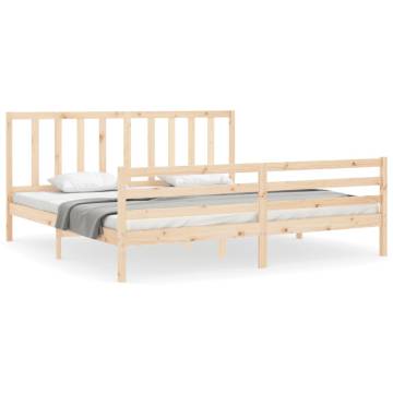 Solid Wood Super King Size Bed Frame with Headboard