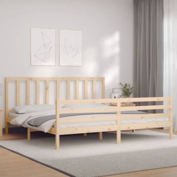 Solid Wood Super King Size Bed Frame with Headboard