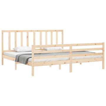 Solid Wood Super King Size Bed Frame with Headboard