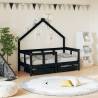 Kids Bed Frame with Drawers Black 70x140 cm Solid Wood Pine Colour black Size 70 x 140 cm 