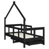 Kids Bed Frame with Drawers - Black Solid Pine 70x140 cm