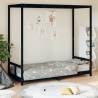 Kids Bed Frame Black 80x200 cm Solid Wood Pine Colour black Size 80 x 200 cm 