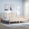 White Super King Bed Frame with Headboard - Solid Wood