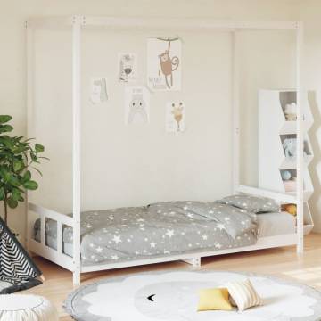 Kids Bed Frame White 90x200 cm Solid Pine - Safety & Style