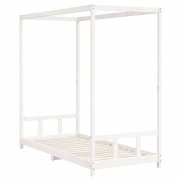 Kids Bed Frame White 90x200 cm Solid Pine - Safety & Style