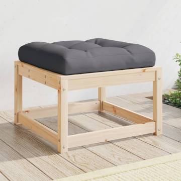 Garden Footstool with Cushions - Solid Pine Wood | HipoMarket