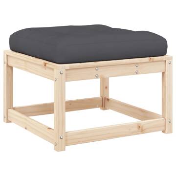 Garden Footstool with Cushions - Solid Pine Wood | HipoMarket