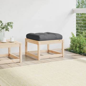 Garden Footstool with Cushions - Solid Pine Wood | HipoMarket