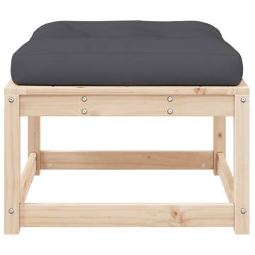 Garden Footstool with Cushions - Solid Pine Wood | HipoMarket