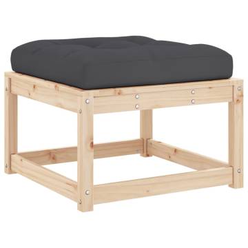 Garden Footstool with Cushions - Solid Pine Wood | HipoMarket