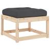 Garden Footstool with Cushions - Solid Pine Wood | HipoMarket