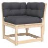 Garden Sofa Corner with Cushions - Solid Pine Wood | HipoMarket