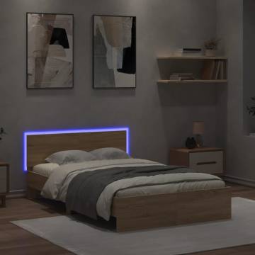 Bed Frame with LED Headboard - Sonoma Oak 135x190 cm Double