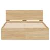 Bed Frame with LED Headboard - Sonoma Oak 135x190 cm Double