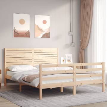 Solid Wood King Size Bed Frame with Headboard | HipoMarket