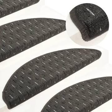 Carpet Stair Treads 15 pcs Anthracite | Non-Slip & Washable