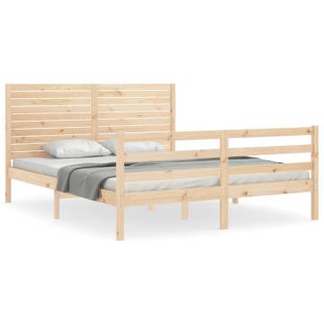 Solid Wood King Size Bed Frame with Headboard | HipoMarket