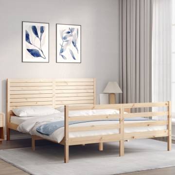 Solid Wood King Size Bed Frame with Headboard | HipoMarket