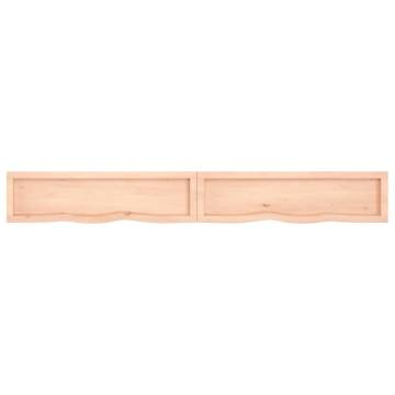 Wall Shelf 220x30 cm - Untreated Solid Oak Wood Storage Solution