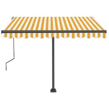 Manual Retractable Awning with LED - Yellow & White 350x250 cm