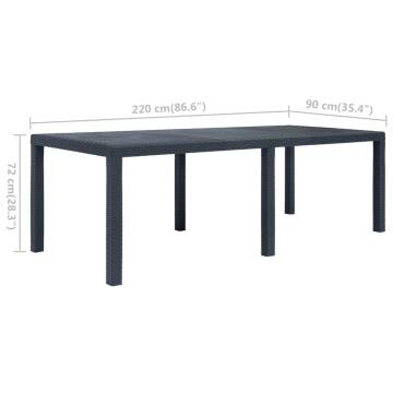 Garden Table Anthracite 220x90 cm - Rattan Look | HipoMarket