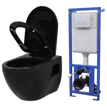 Wall-Hung Toilet with Concealed Cistern - Ceramic Black