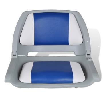 Foldable Boat Seat with Blue-White Pillow - Comfort & Style