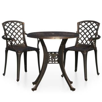 3 Piece Bistro Set - Elegant Cast Aluminium Bronze Furniture