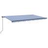 Manual Retractable Awning with LED - Blue & White 500x300 cm