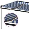 Manual Retractable Awning with LED - Blue & White 500x300 cm