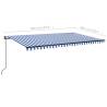 Manual Retractable Awning with LED - Blue & White 500x300 cm