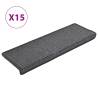 15 Pcs Dark Grey Carpet Stair Treads - Non-Slip & Washable