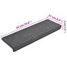 15 Pcs Dark Grey Carpet Stair Treads - Non-Slip & Washable