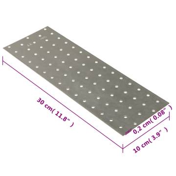 Perforated Plates 20 pcs | Galvanised Steel 300x100 mm