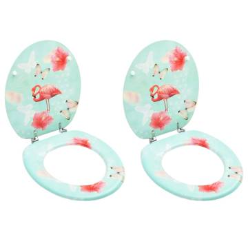 Flamingo Design WC Toilet Seats with Lid - 2 pcs MDF